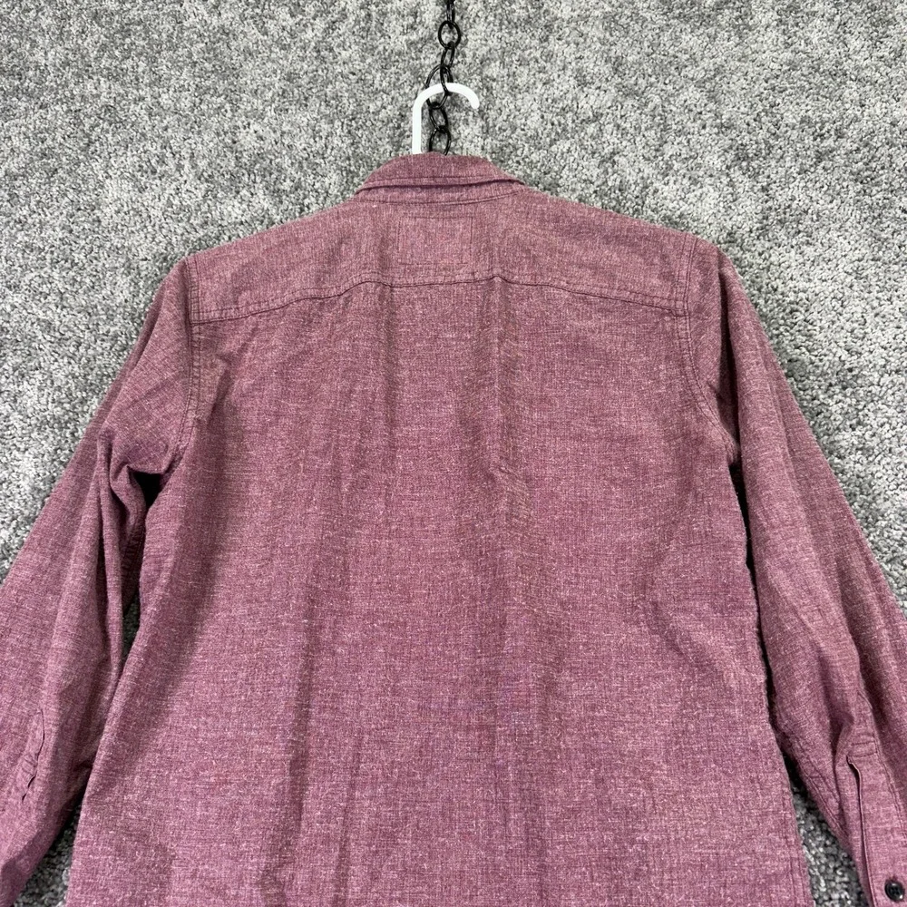Hollister Shirt Mens XS Red Solid Long Sleeve Button Up Stretch Chambray Casual